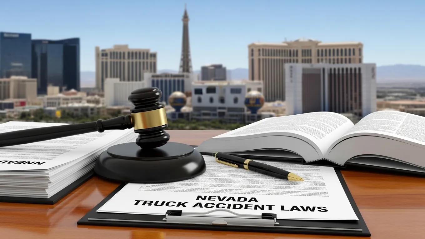 Gavel and legal documents representing Nevada truck accident laws